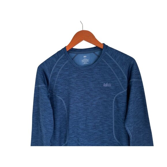REI Mens Blue Long-Sleeve Performance Crewneck Shirt Polyester Blend Athletic Fi - Picture 3 of 7